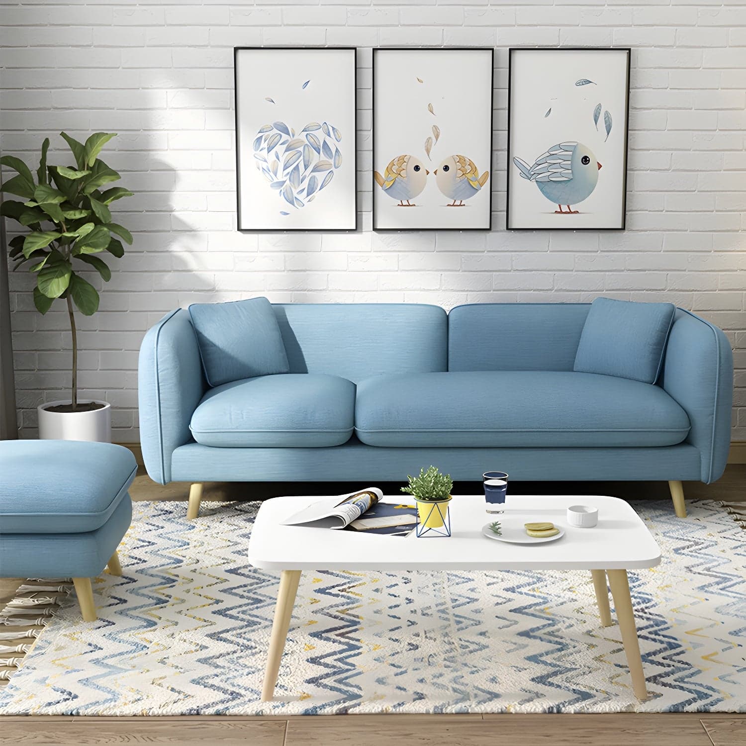 Modern Linen Tuxedo Arm Standard Sofa with Bolster Pillows for Living Room - image 5