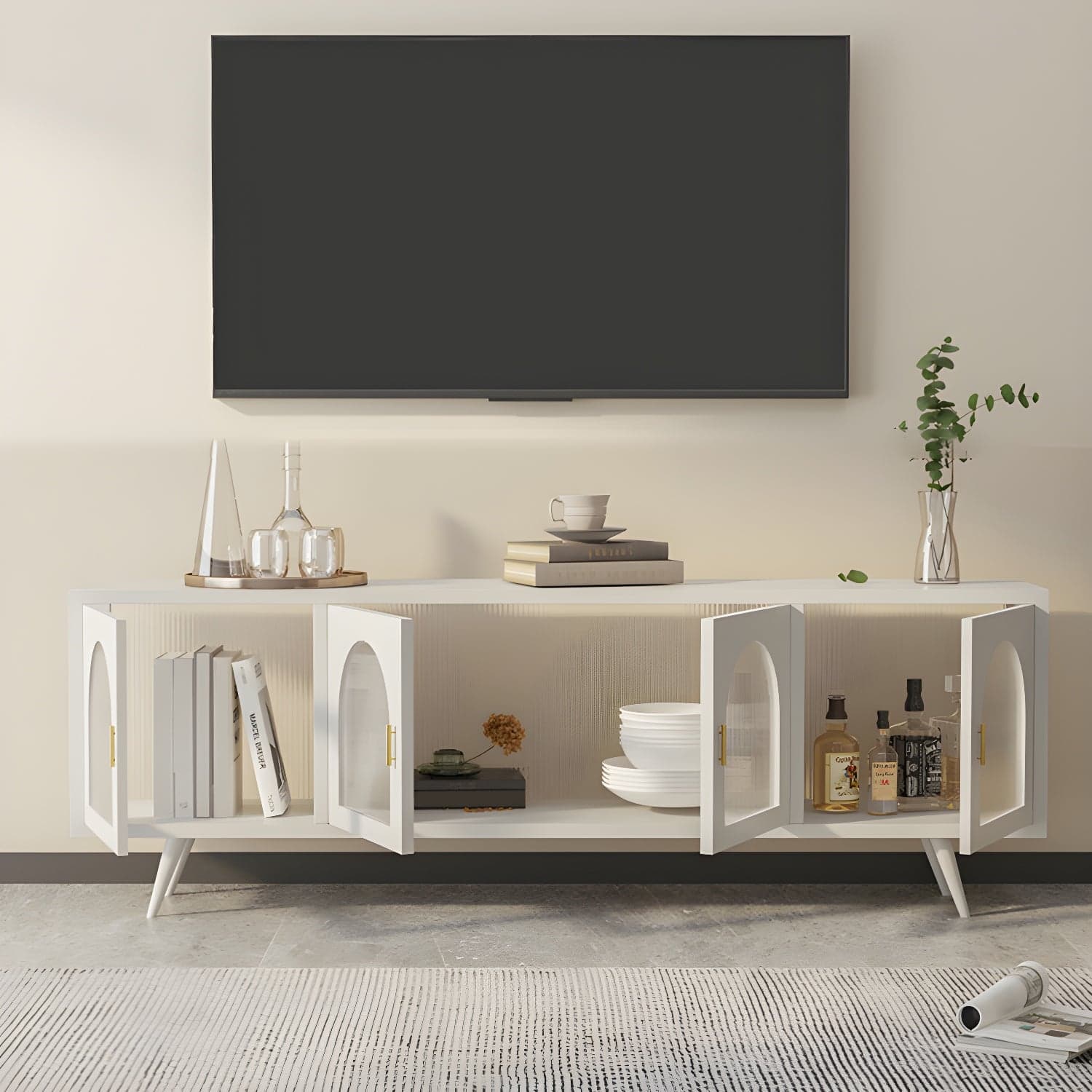 Industrial Enclosed TV Cabinet Home Metal TV Stand with Splayed Legs - image 3