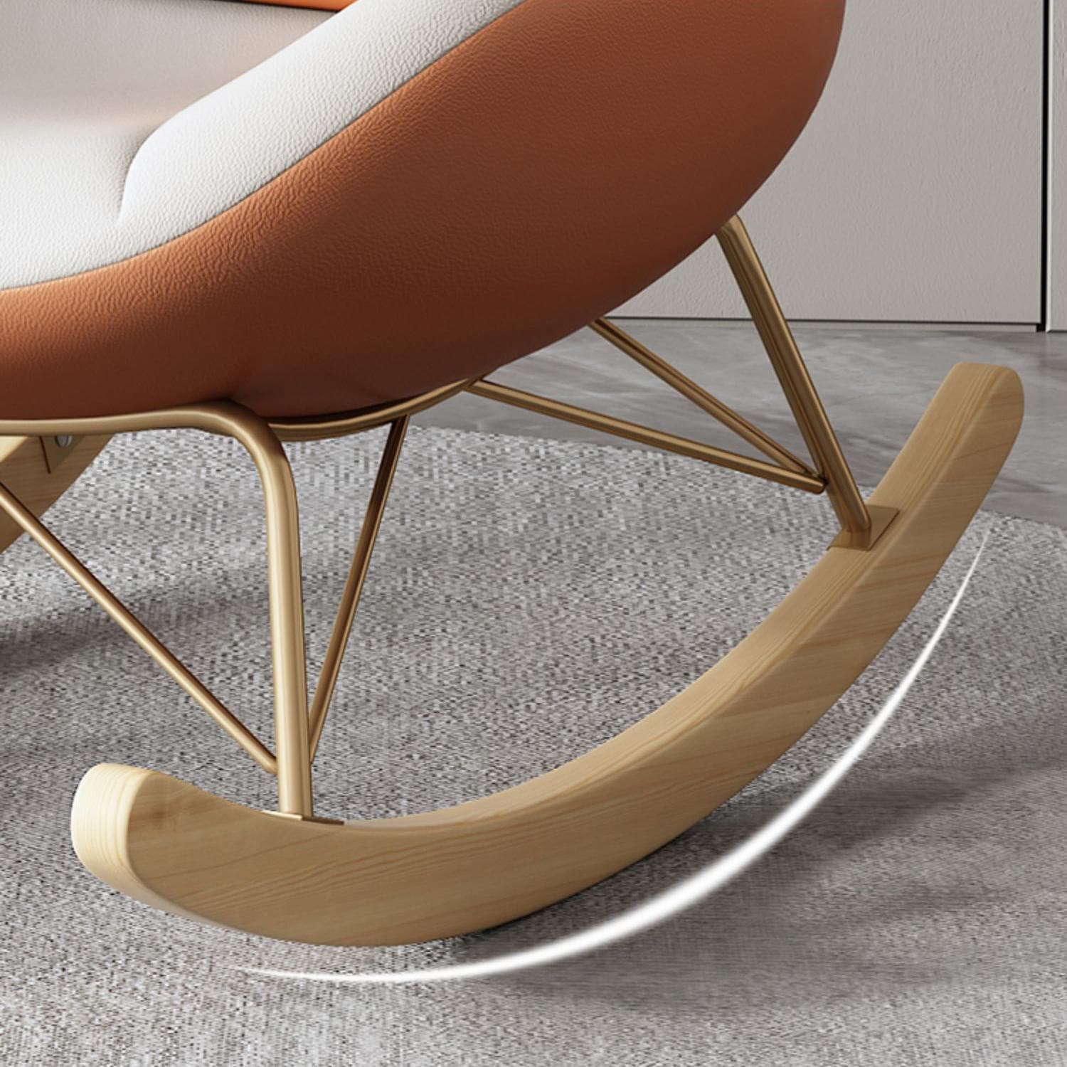 Modern Non-Scratch Armless Indoor Solid Wood Faux Leather Rocking Chair - image 10