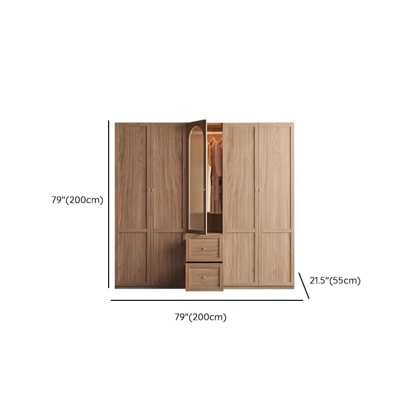 Minimalist Timber Sepia Cabinet Armoire with Interior Shelves & Clothing Rack & Soft Close Drawer & Soft Close Door - image 33