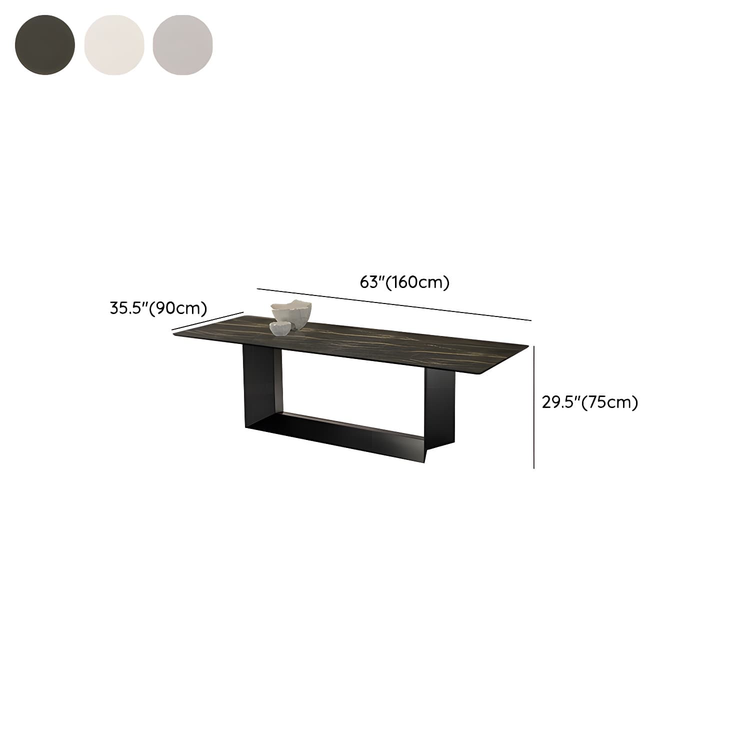 Sophisticated Modern Rectangle Stone Kitchen & Dining Table with Black Metal Trestle Base - image 13