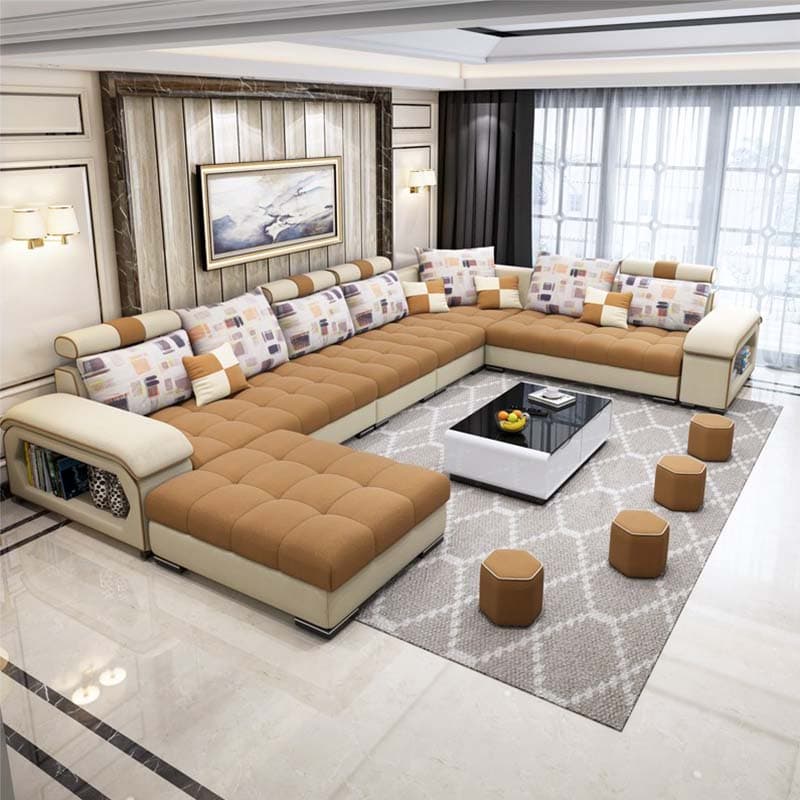 Modern Wooden U-Shape Reversible Modular Corner Sectional Set with Storage and Ottoman - image 18