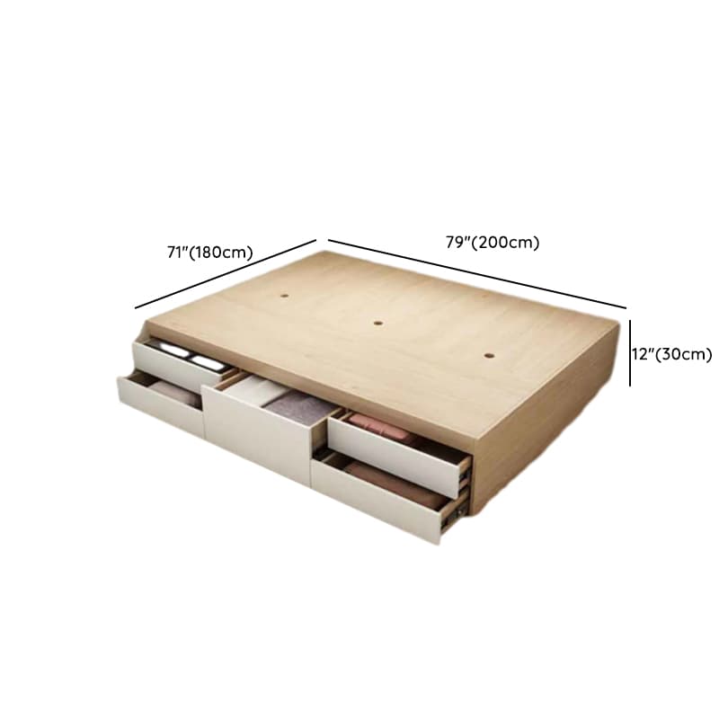 Wood Color Platform Storage Bed with Timber Bed Panel in a Modern Simple Style - image 11