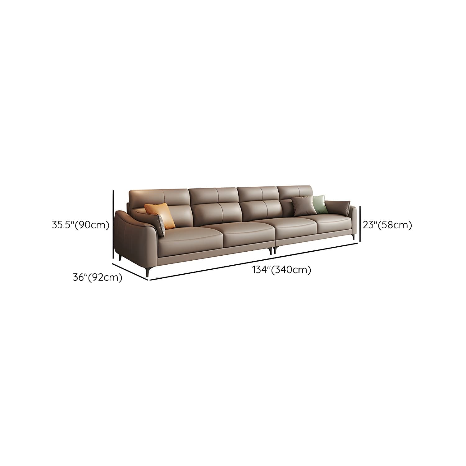 Modern Brown Stationary Sectional Sofa with Sloped Arms and Cushion Back - image 20