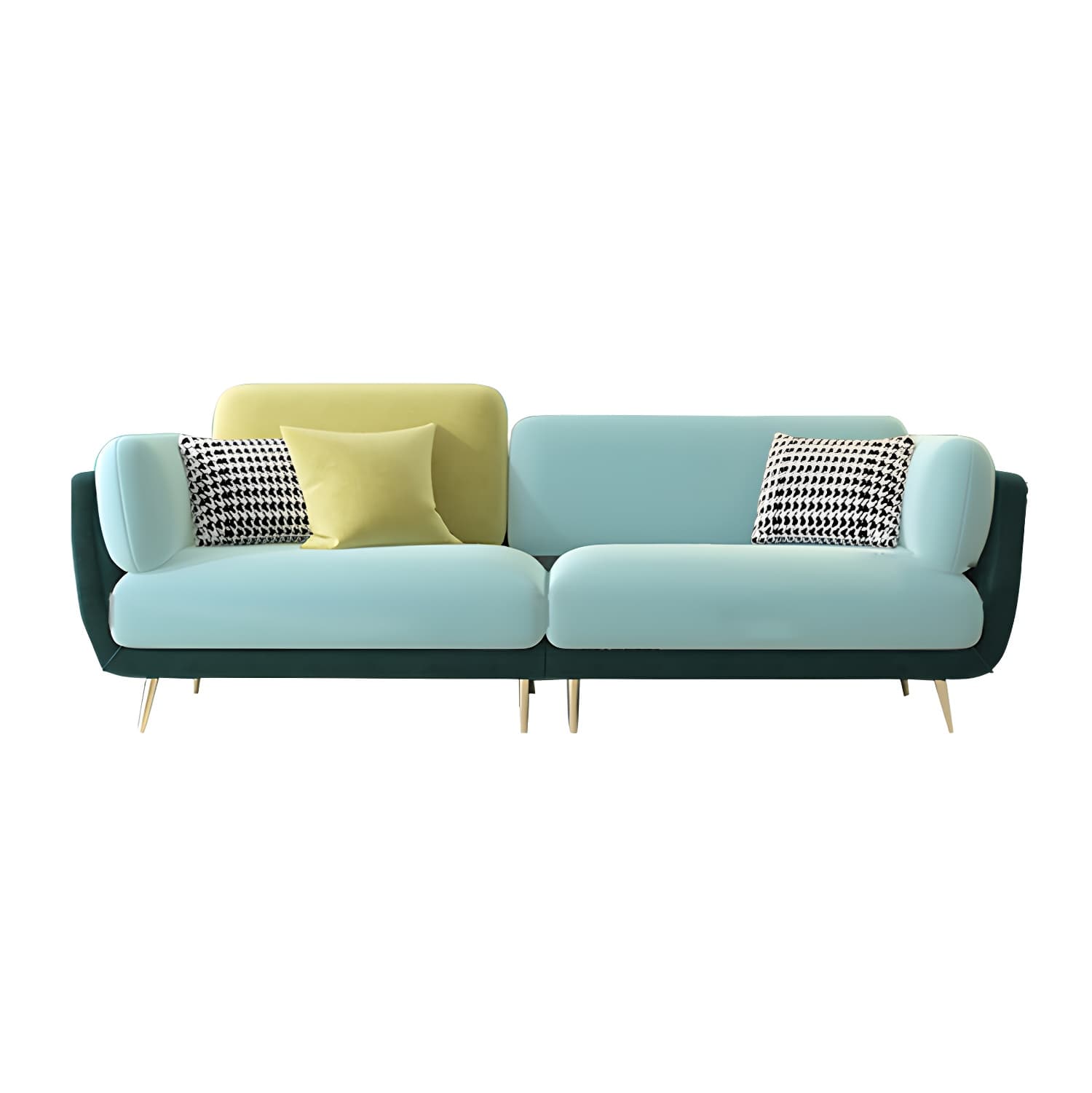 36" High Modern Velvet Square Arm Sofa with 2 Pillows Standard Sofa for Living Room - image 10