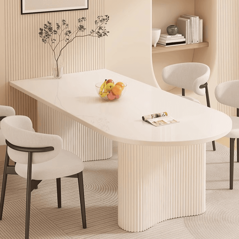 Art Deco Dining Table with Ivory Stone Top, Standard Height, Scratch-shielded, Fixed Table Mechanism - image 6