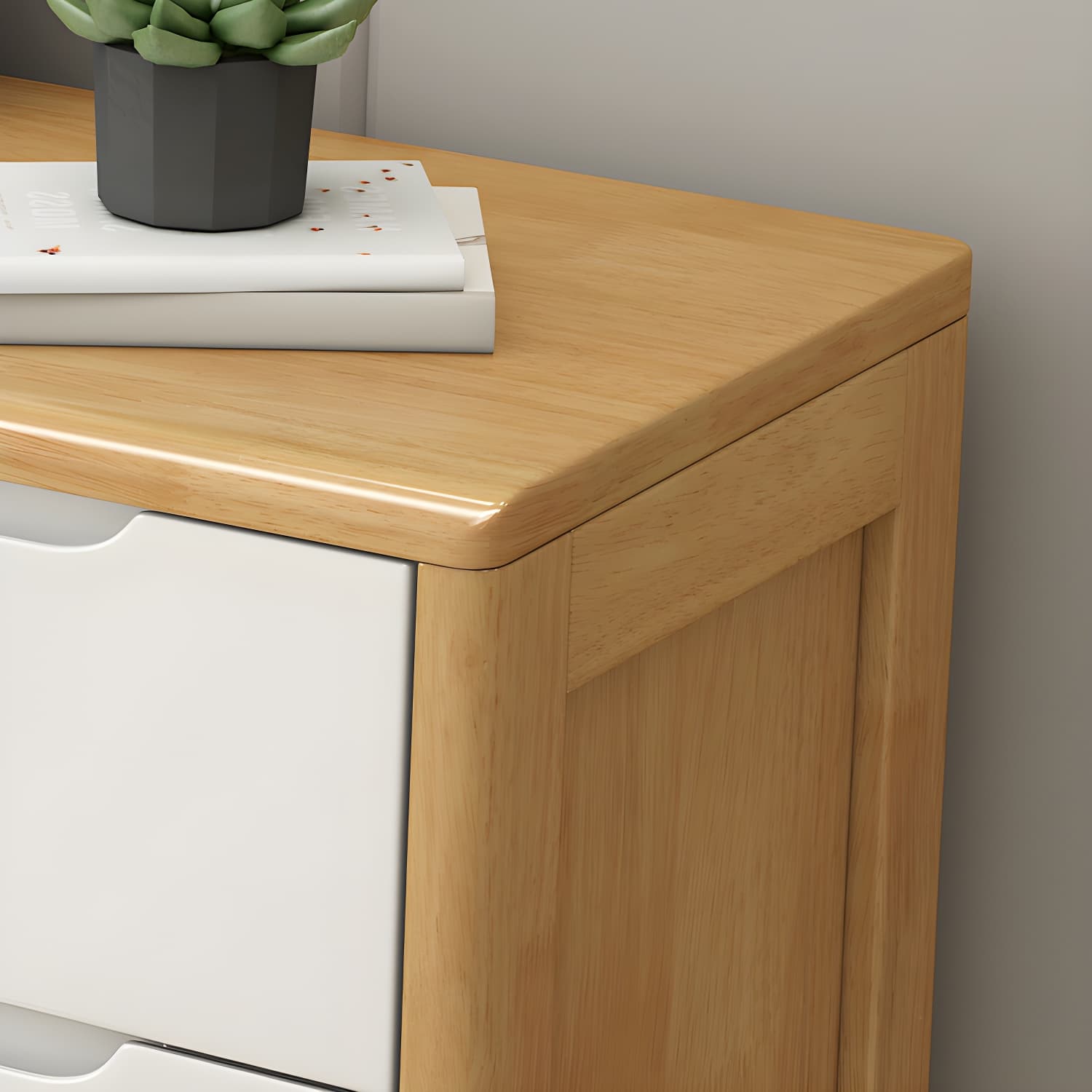 Mid-Century Modern Chest Rubberwood Squared Legs Grooves with Drawer Accent Chest - image 10