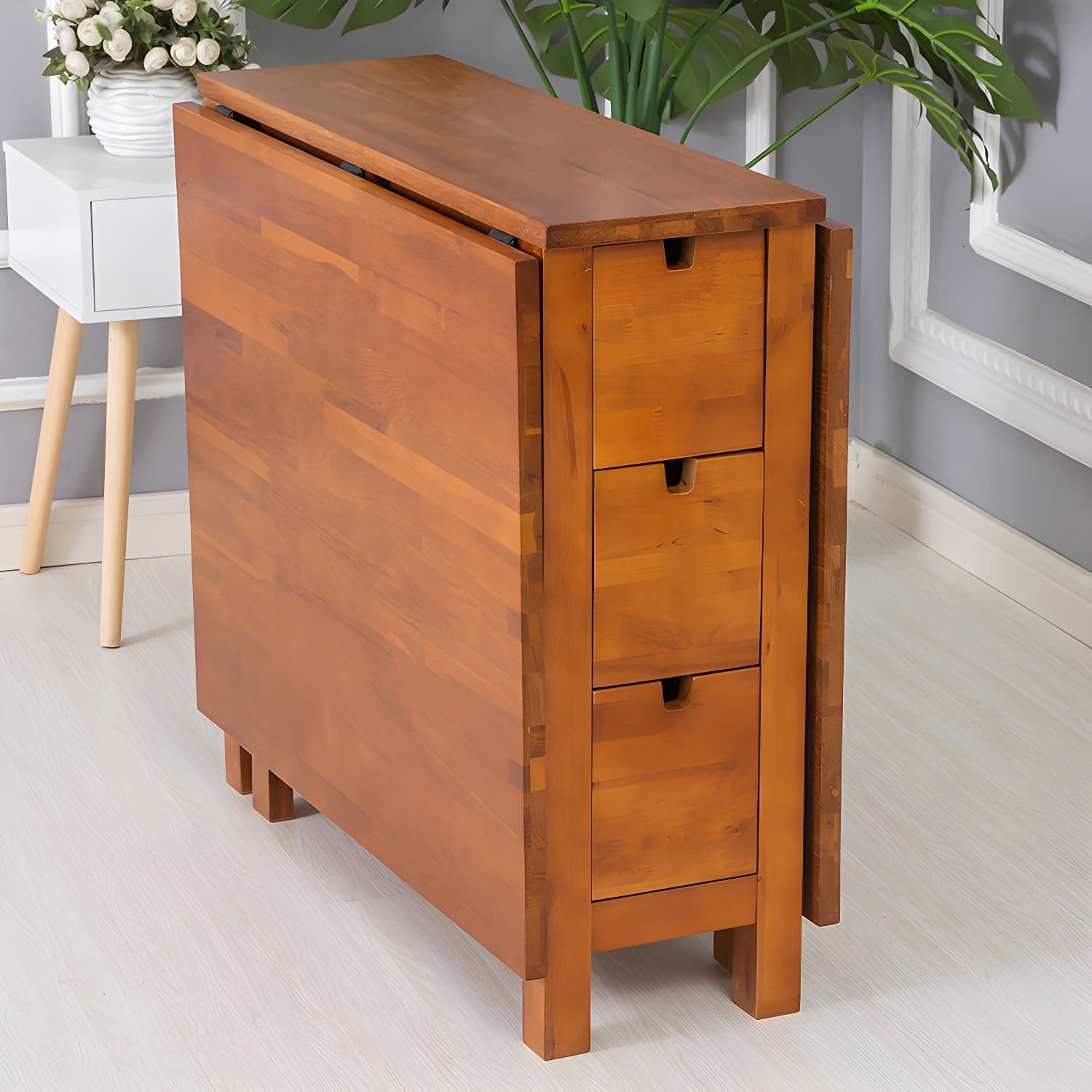 Modern Style Rectangle Solid Wood Drop-Leaf Dining Table, 59"L x 31.5"W x 29.5"H - image 3