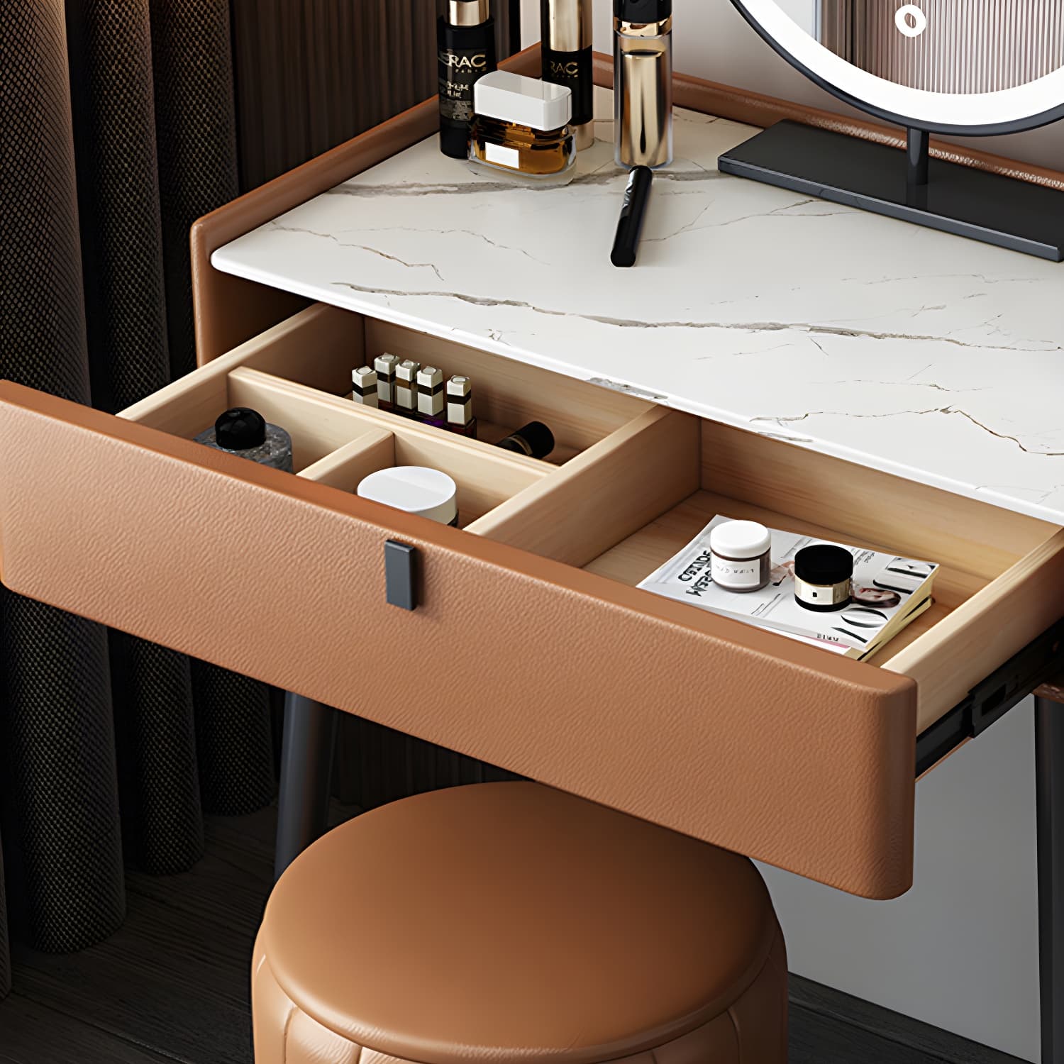 1/3 Drawers Vanity Set with Stool Modern Stone Top Dressing Table - image 10