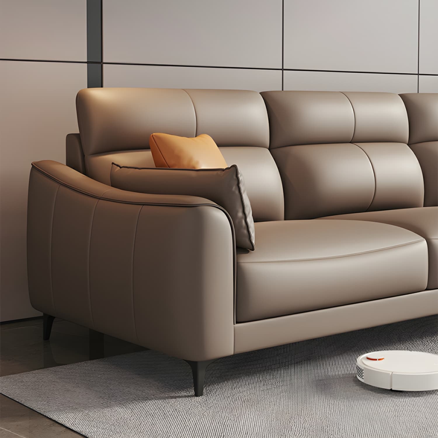 Modern Brown Stationary Sectional Sofa with Sloped Arms and Cushion Back - image 8