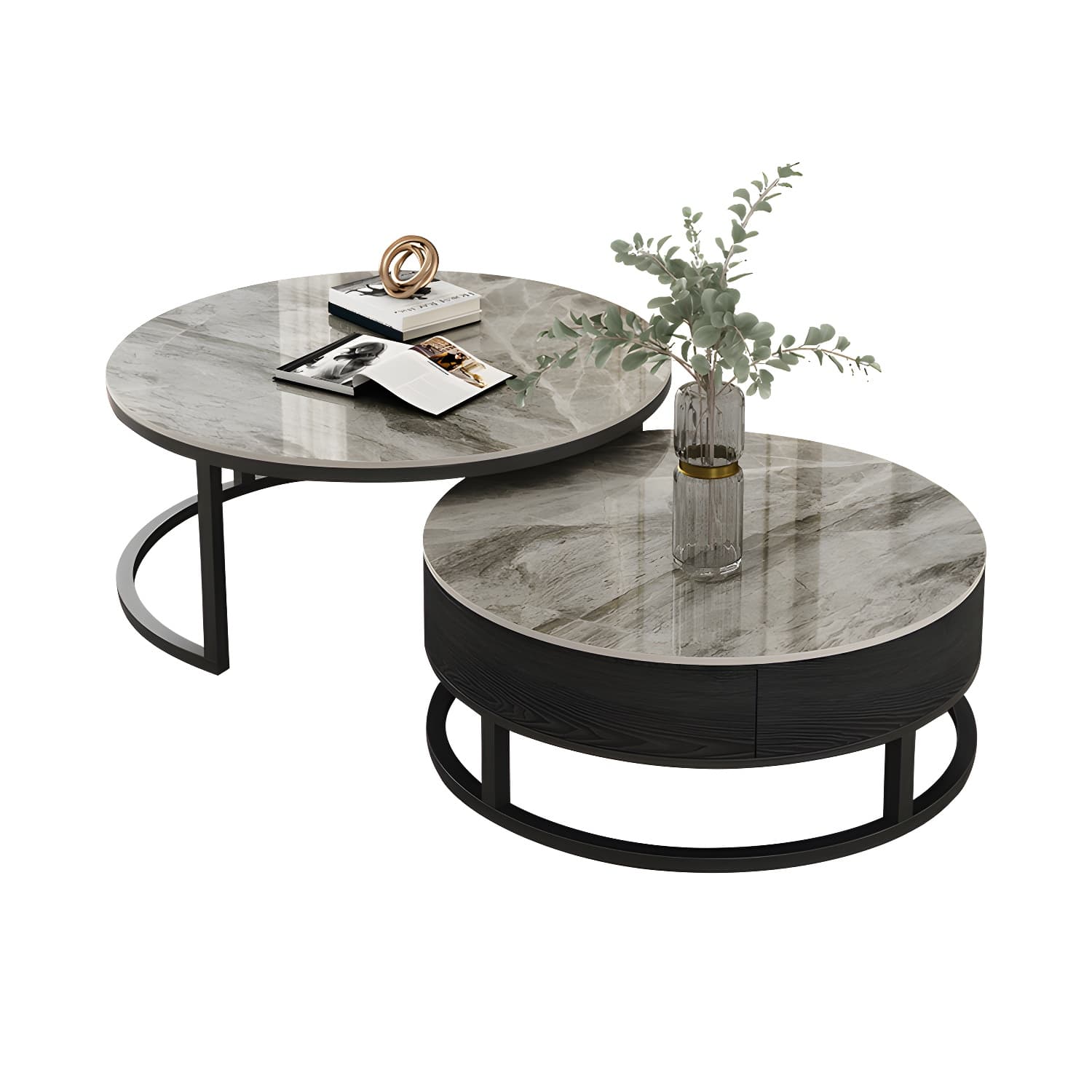 Slate Coffee Table Slate Nesting Coffee Table Set with Storage Drawer - image 10
