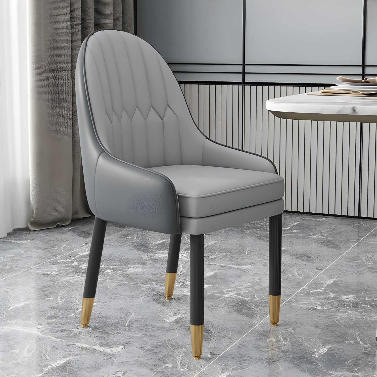 Elegant Glam Faux Leather Dining Chair with Solid Back for Kitchen & Dining - image 18