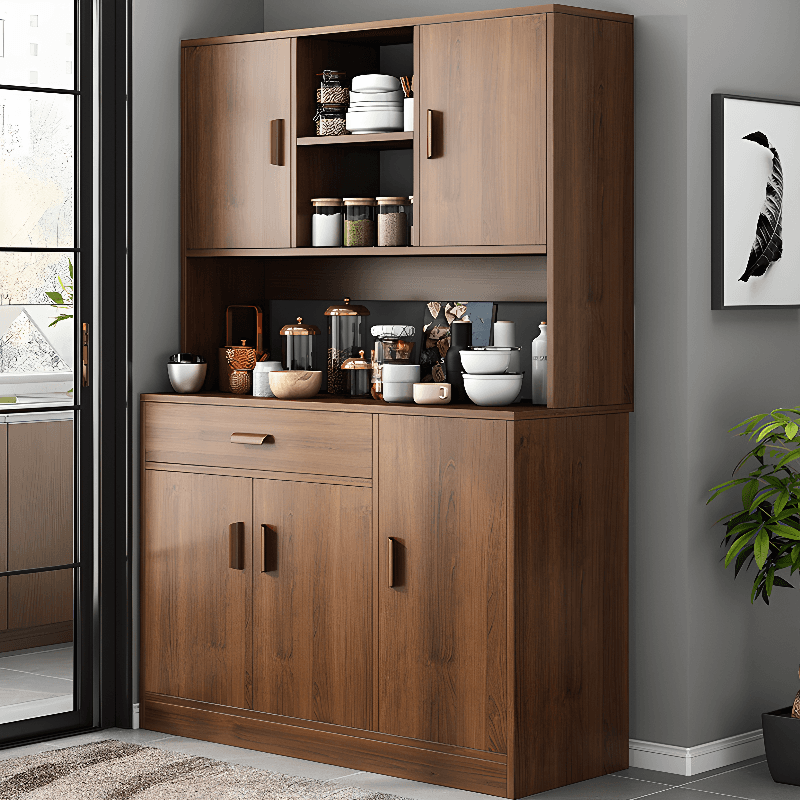 Trendy Narrow Kitchen Cabinet Base with Multiple Drawers and Doors, 2/3 Interior Shelves, Compartment Storage, and Lumber Countertop - image 4