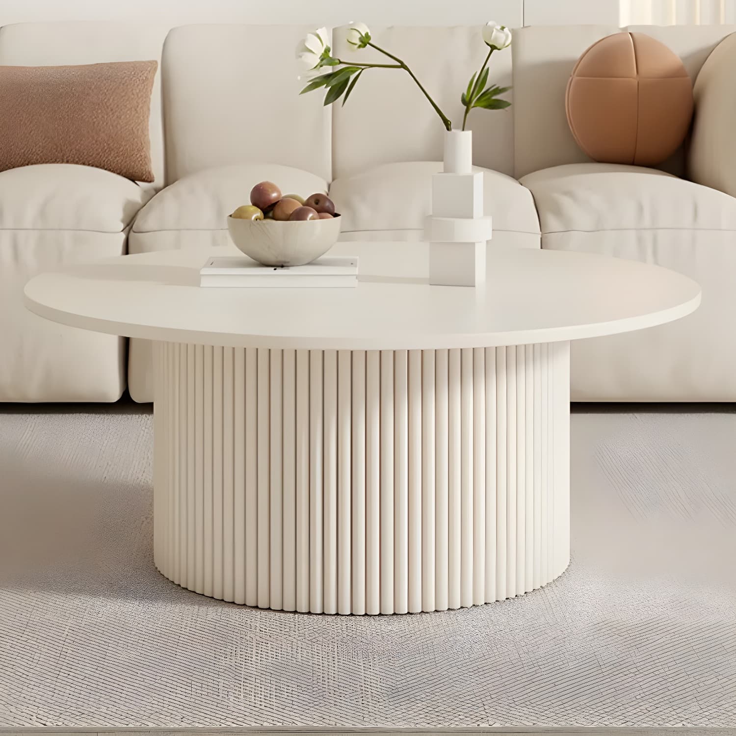 Round Nesting Coffee Tables Scandinavian Stone Top Steel Base - image 10