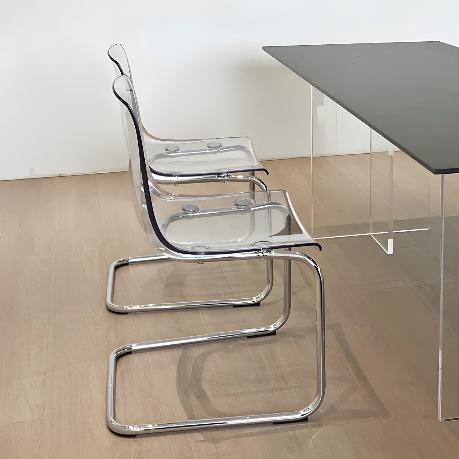 Scandinavian Style Silver Leg Plastic & Acrylic Side Chair for Kitchen & Dining - image 9