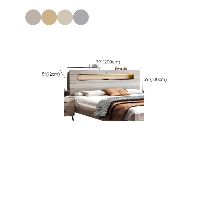 Simplistic Panel Headboard with No Distressing, Shelves, and Illumination Light for Queen/Full/Twin XL Bed in Rectangular Shape, Standard Height - image 11