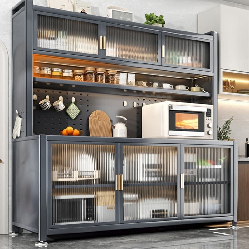 Modern Steel Sideboard Standard-Sized Open Storage Non-Adjustable Shelves - image 4