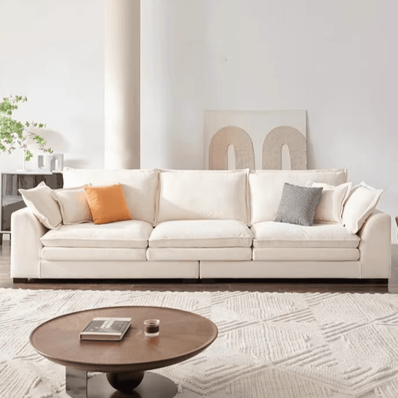 Minimalist Straight/L-Shape Horizontal/Right Sofa Couch /Sofa Chaise in Cream with Concealed Support - image 3