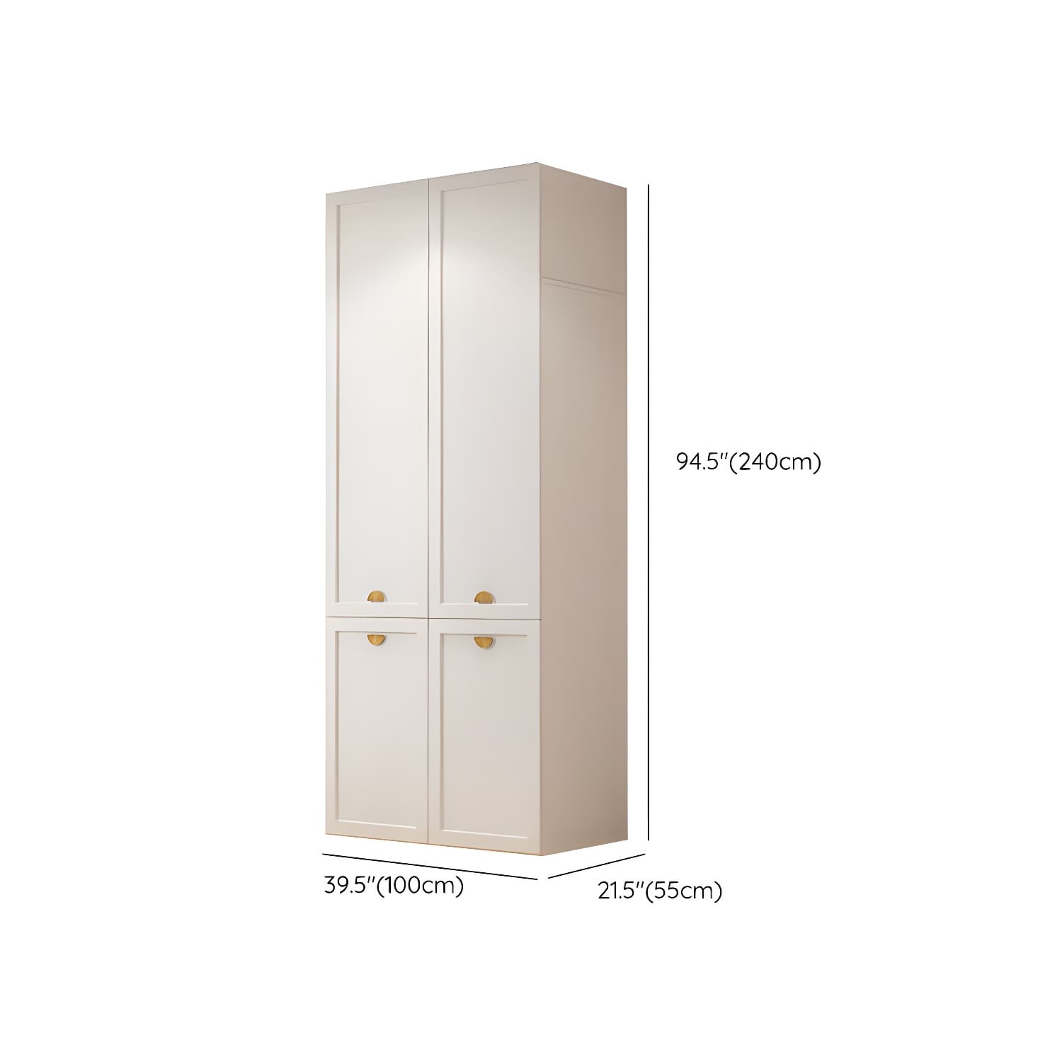 Modern Solid Color Shelves Hinged Doors Cloth Rod Included Cabinet in Beige - image 26