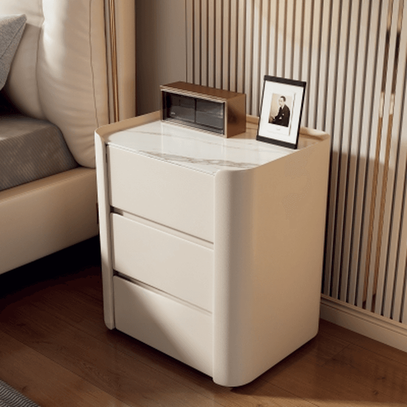 Organic Modern Stone Countertop Bedside Cabinet Nightstand with 3 Drawers - image 5