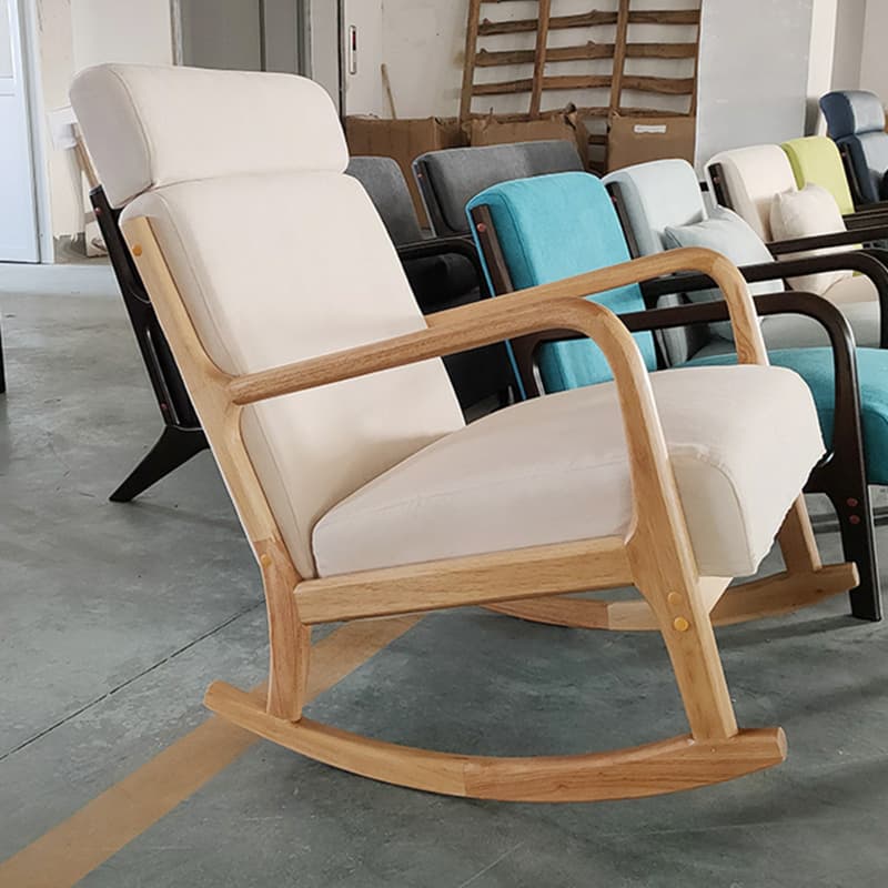 Nordic Natural Cotton Stationary Rocking Couch Chair with Back - image 11