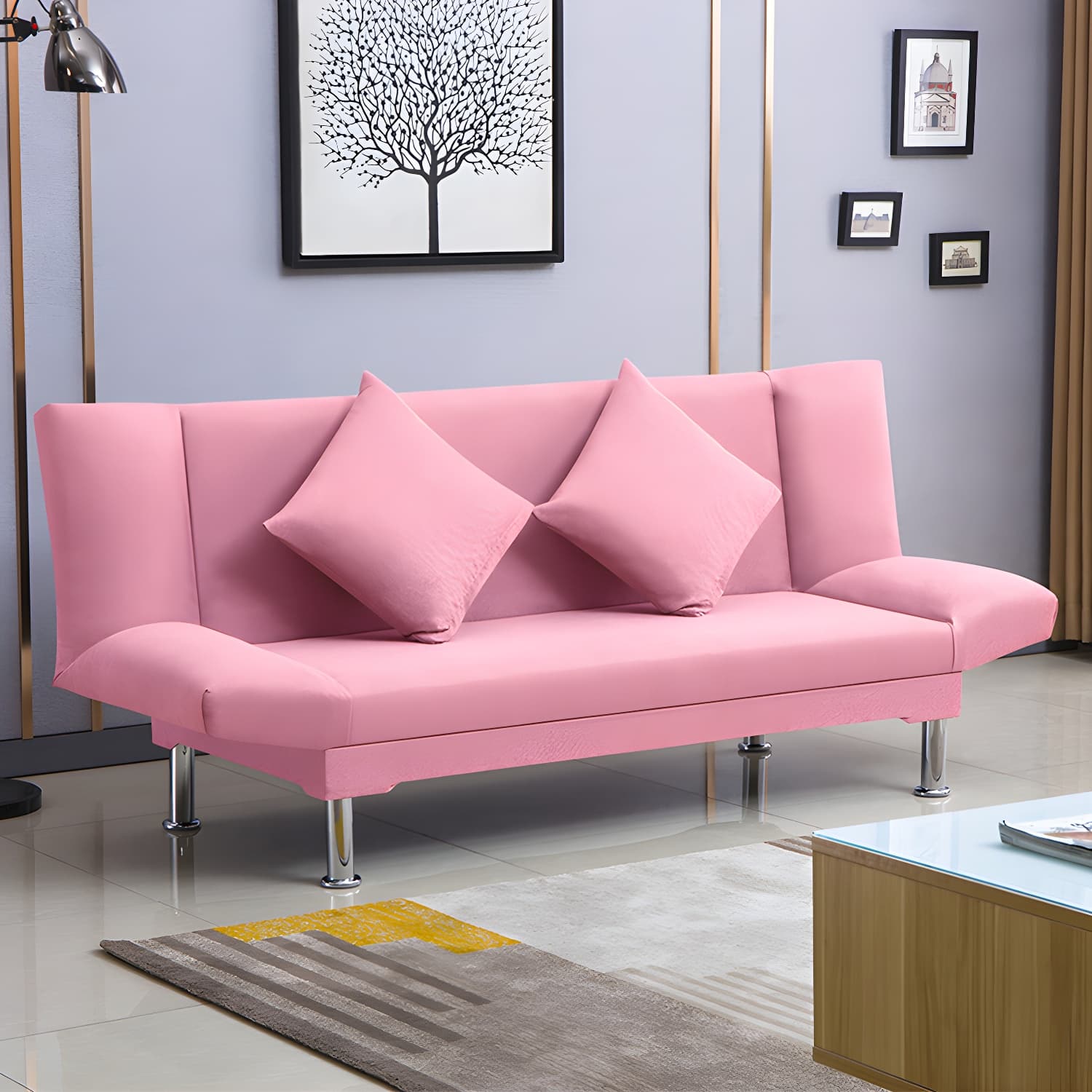 Silver Transitional Modern Tight Back Sofa Bed 29.53"High Armless Sofa Bed - image 32
