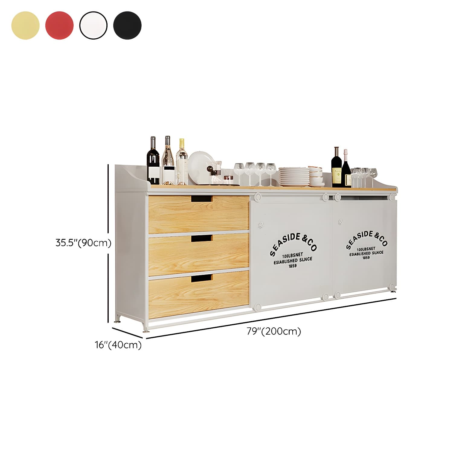 Industrial Metal Sideboard with Drawers, Cabinets, and Open Storage - 3 Drawers, 1 Interior Shelf - image 25