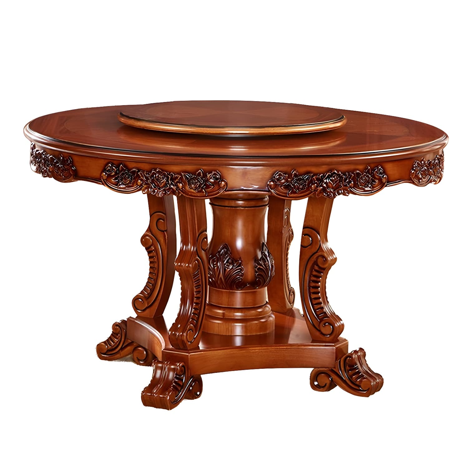 Rubberwood Base Victorian Round Table Pedestal Base Table for Dining Room - image 5