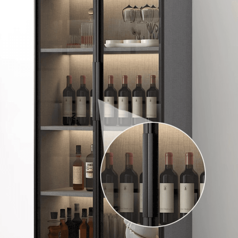 Scratch-repellent Utility Storage Cabinet with Storage Cabinet, Glass-panel Door, Handle Bars in Dark Gray/White, Stain Resistant, Light Included - image 9