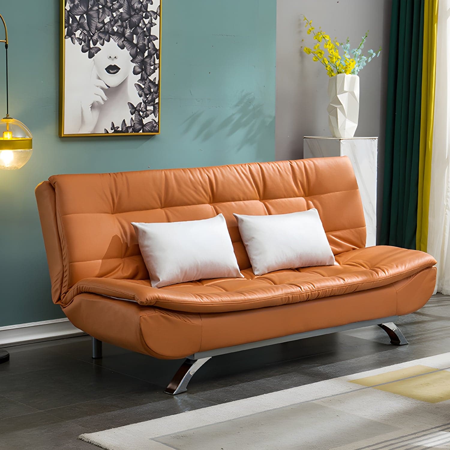 Faux Leather Sofa 35.43" H Armless Convertible Sofa for Living Room - image 6