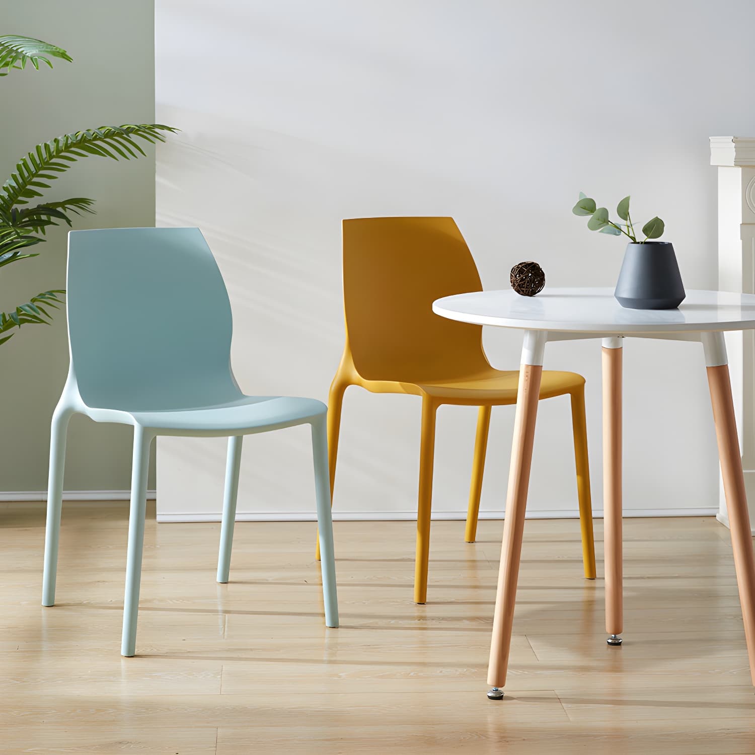 Contemporary Plastic Dining Room Chair Multicolor Stackable Side Chair - image 21
