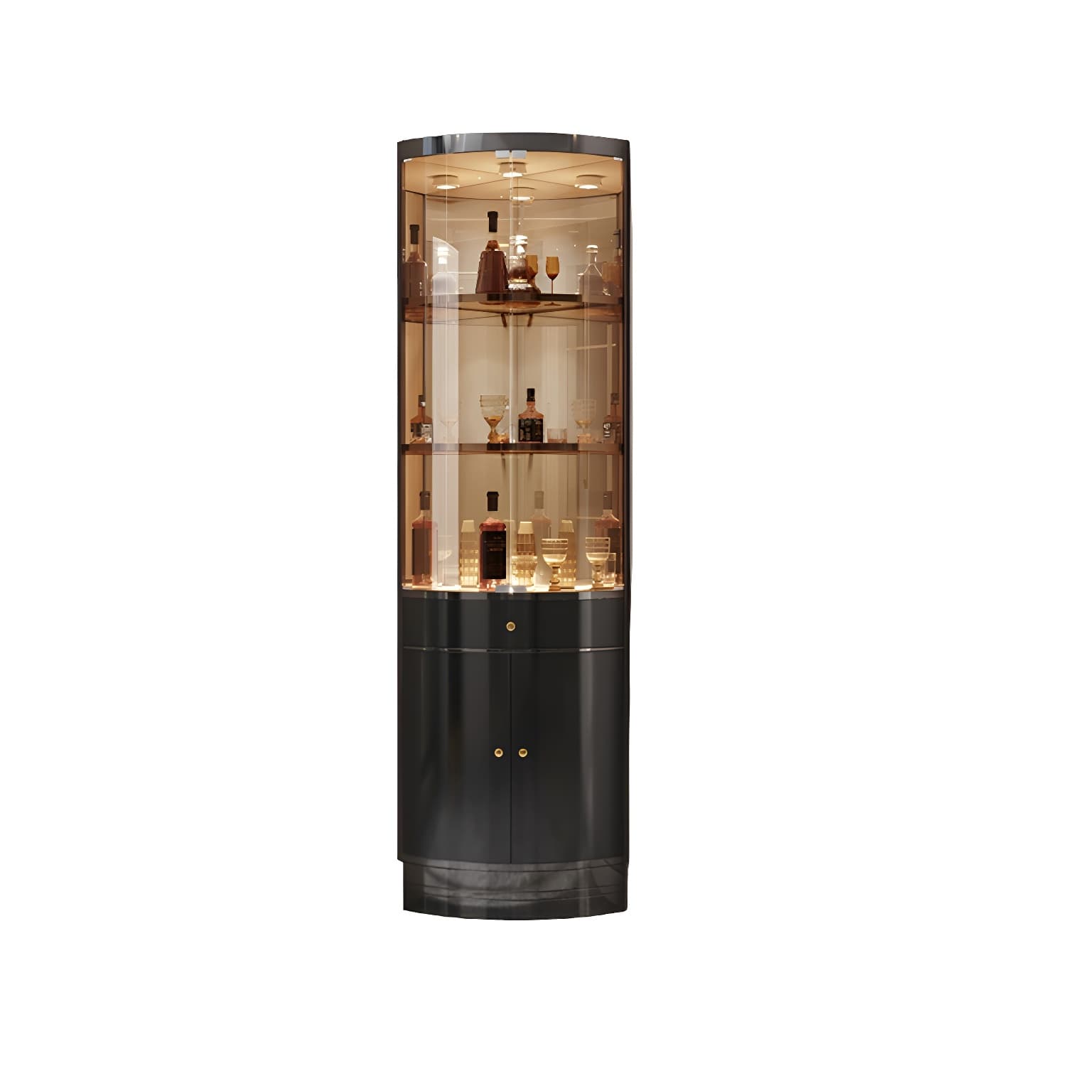 Glam Metal Corner Glass Paned Knobs Accent Cabinet with Shelves - image 13