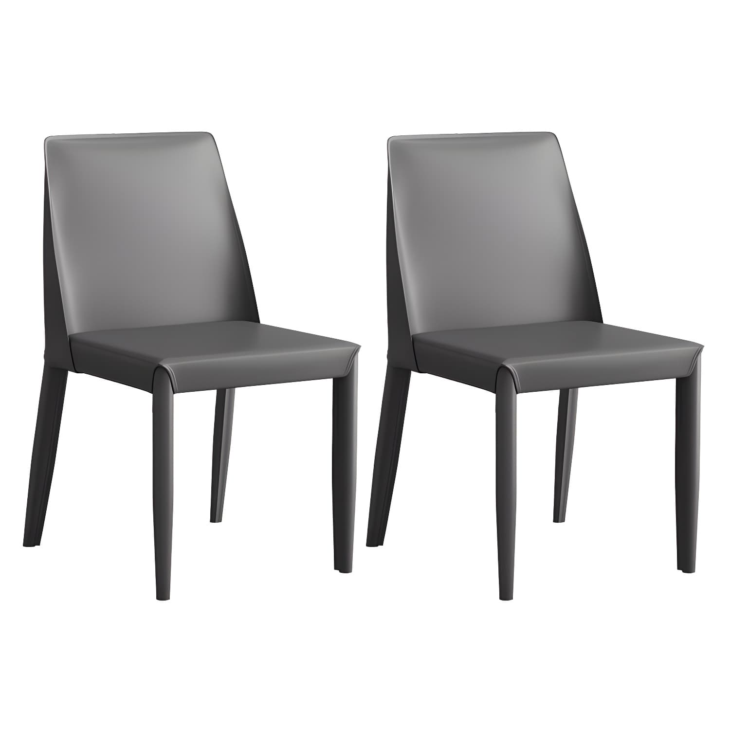 Modern Leather Dining Chair Parsons Furniture with Steel Legs in Matte Finish for Home - image 4