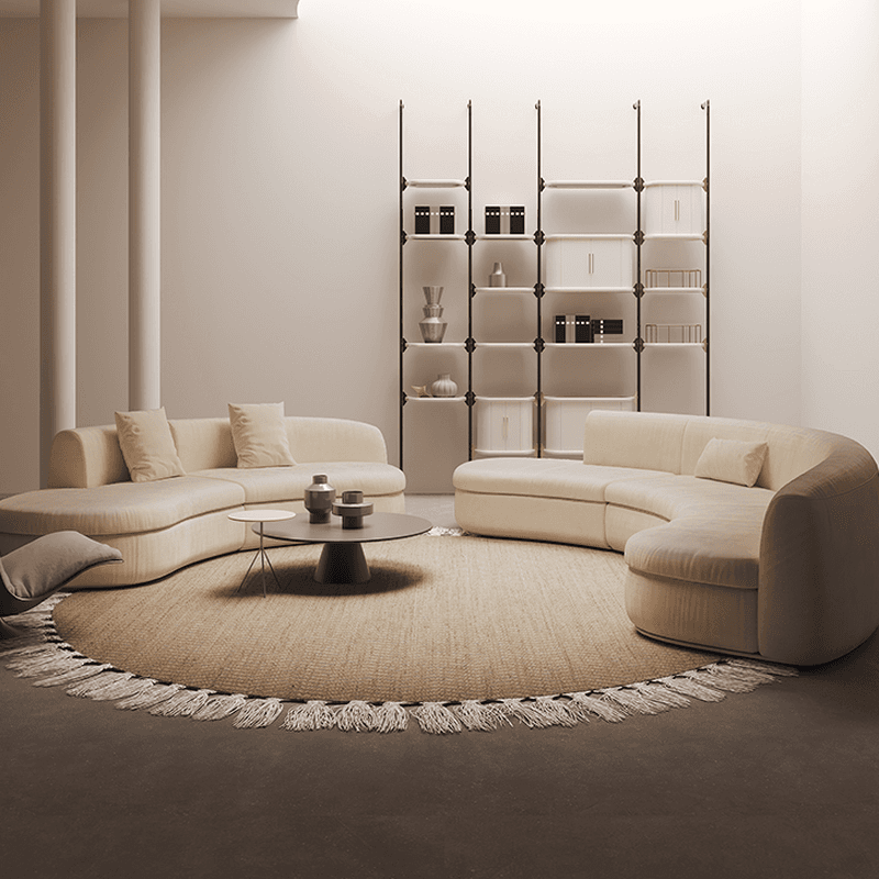 Natural Wood Bow Front Corner Sectional 7 Person/for 5/for 6 with Concealed Support - image 4