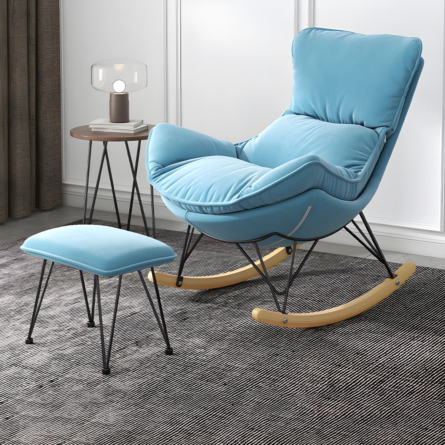 Solid Wood Rocking Chair Contemporary Rocker Chair with Padded Seat - image 17