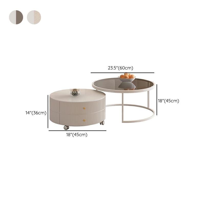 Round Coffee Table - Modern Style, Standard Size, Non-Upholstered, 2 Drawers, Scratch Resistant - image 18