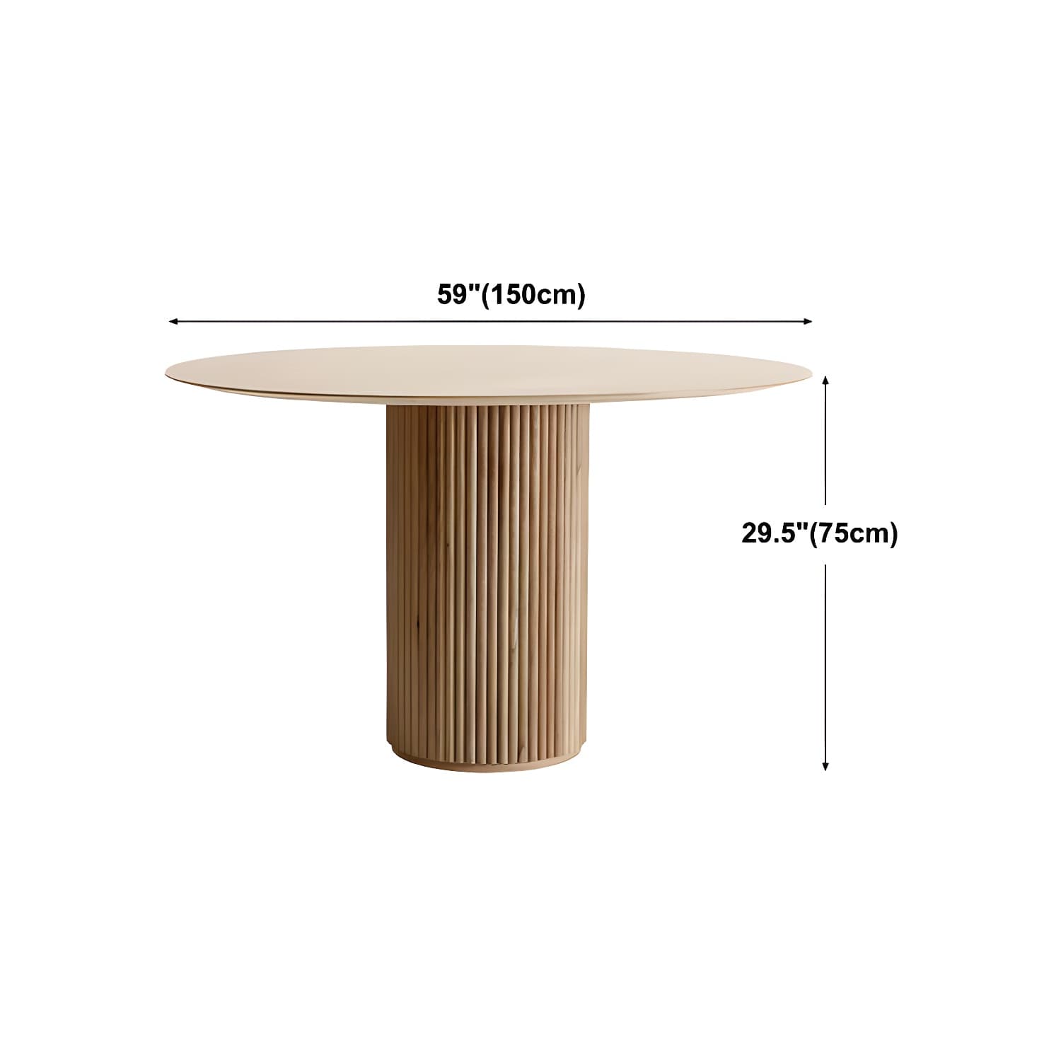 Modern Round Dining Table Pine Solid Wood Pedestal Dining Table in Natural - image 18