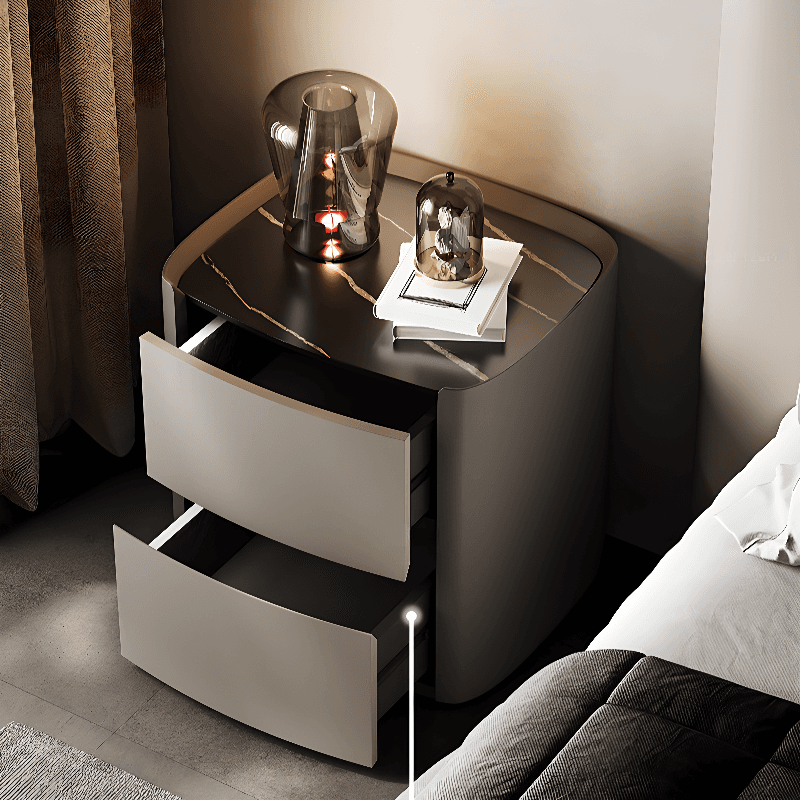 Drawer Storage Bedside Table with Sintered Stone Countertop and 2 Drawers in an Art Style - image 9
