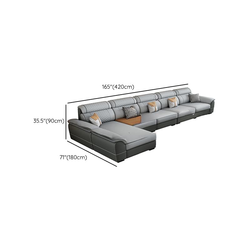 Modern Simple Style Straight/L-Shape Horizontal/Reversible Sofa Couch/Sofa Chaise in Grey with Water-resistant and Pillow Top Arm, 2-piece/3 Pc - image 23