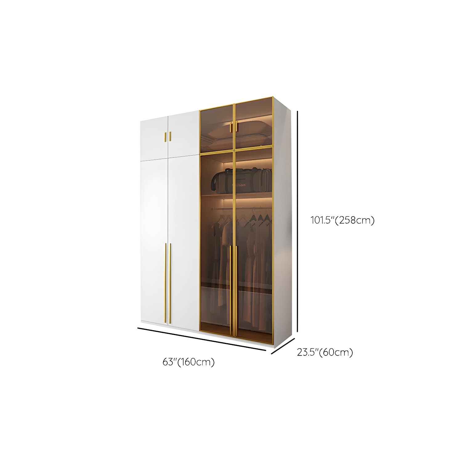 Modern White Wood Frame Wardrobe Armoire Freestanding Wardrobe with Soft Close Drawers - image 23