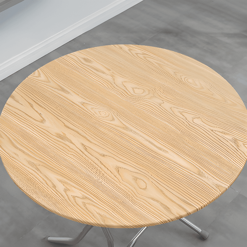 Art Deco Sepia/Natural Color/Cream Rounded Dining Table with Timber Top, Portable and Collapsible for 2 People - image 13