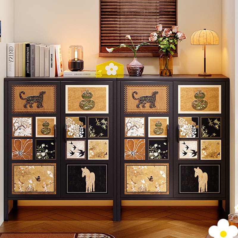 Damp-proof, Scratch-immune Steel Accent Cabinet with Adjustable Shelf, Grip Bars in Midnight Black/Chalk, Stain Resistant - image 4