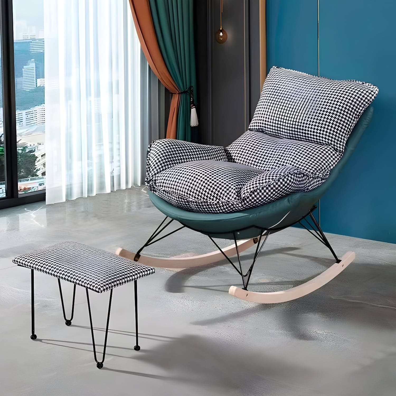 Contemporary with Light Legs Living Room Spindle Rocking Accent Chair - image 5