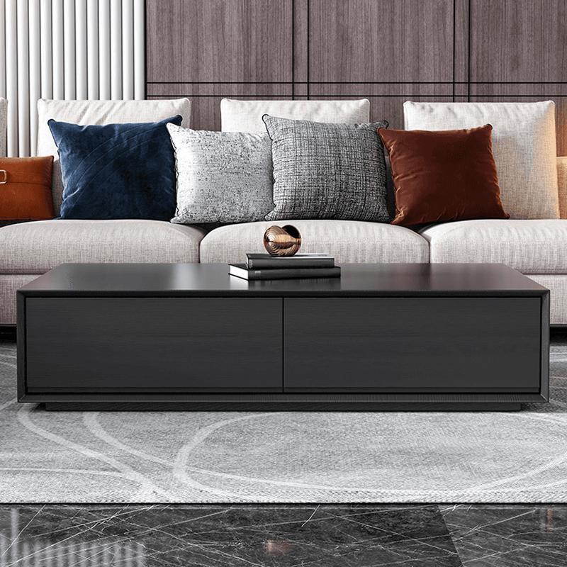 Simplistic Rectangular Shape Reclaimed Wood Single Block Coffee Table in Pecan/Charcoal/Wood Grain with 4 Drawers - image 11