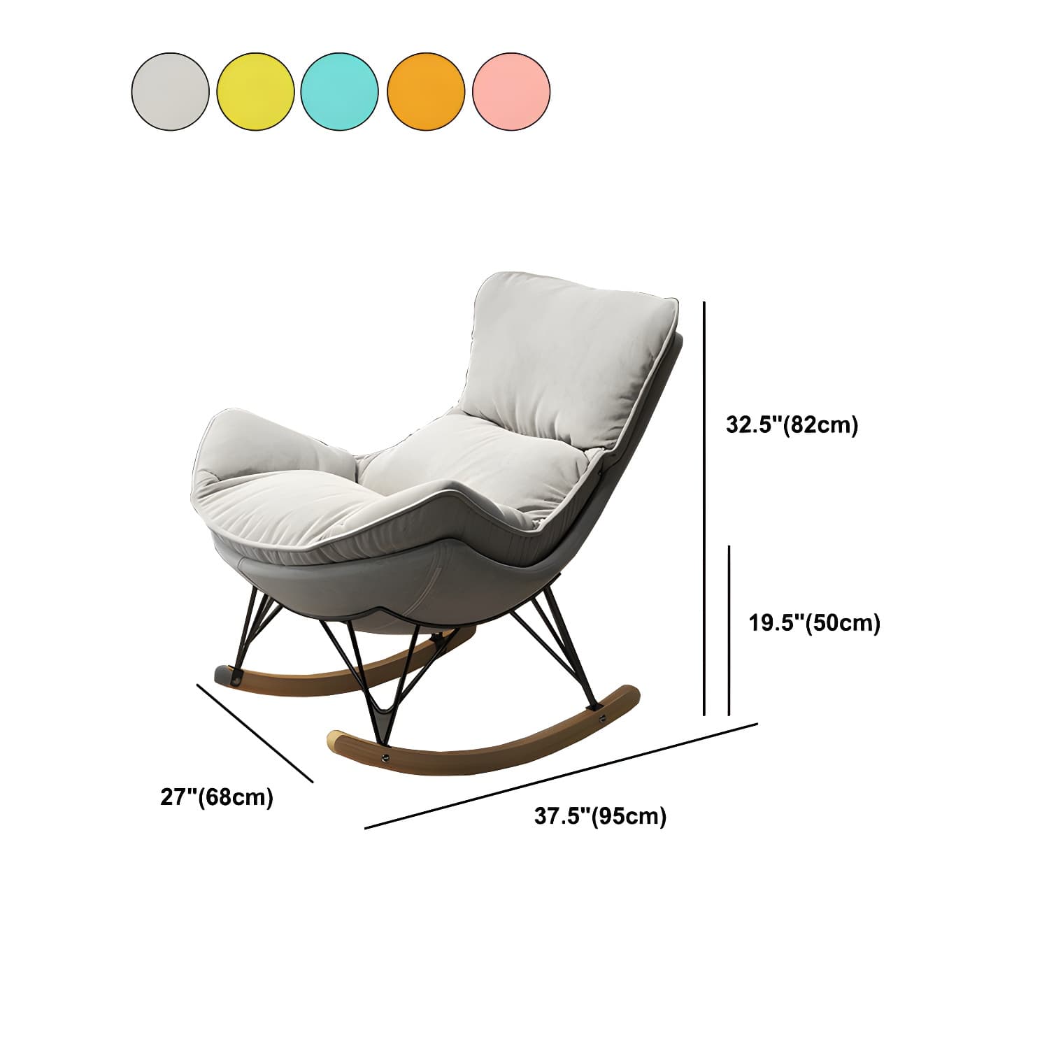 Wing Back Rocking Chair Solid Wood Rocker Chair with Ottoman - image 25