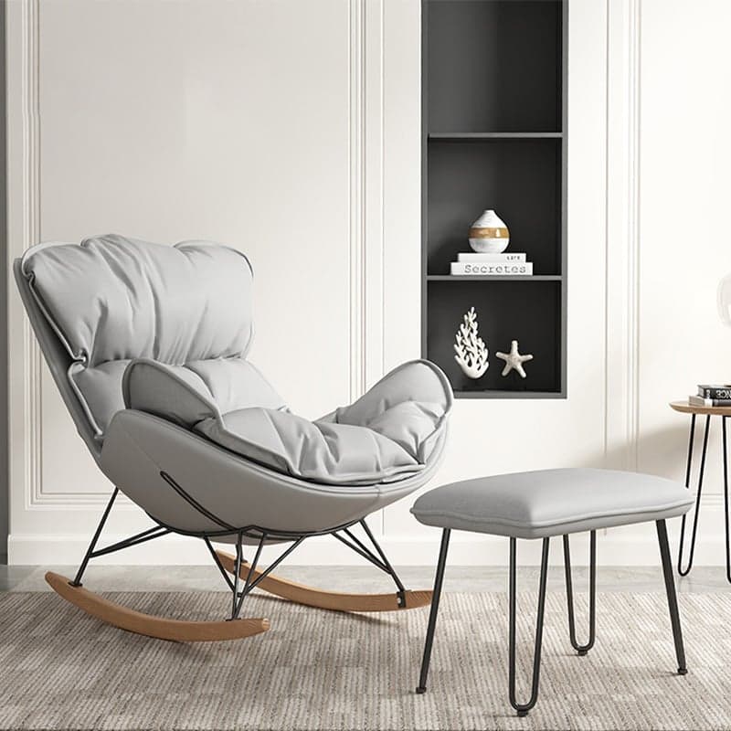 Modern Upholstered Rocking Chair - Natural Wood Legs - Stylish Home Decor - image 4