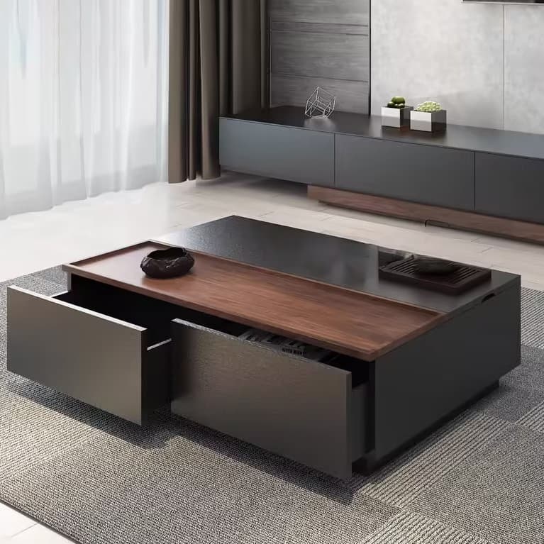 Modern Lift Top Wood Coffee Table with 2 Drawers and Trunk Storage - image 8