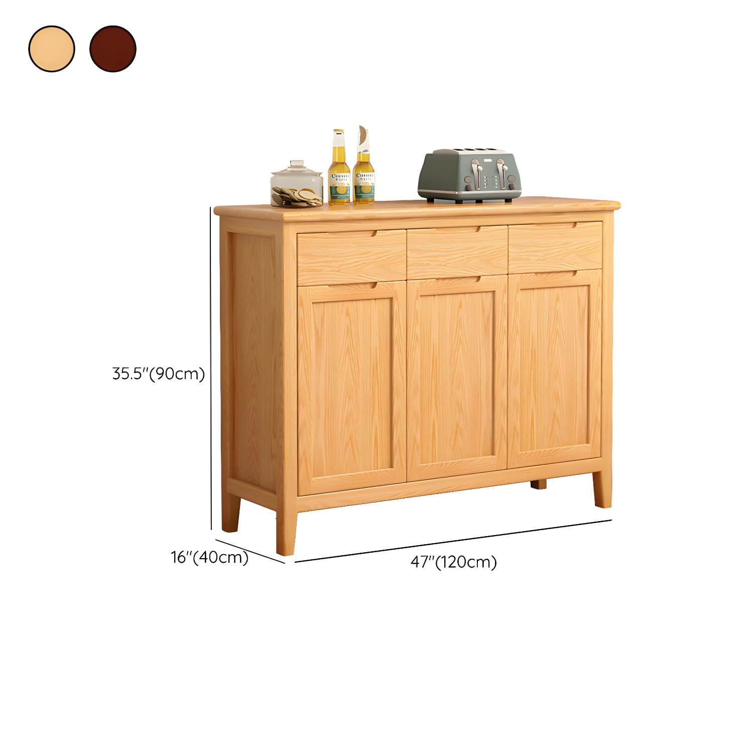 Scandinavian Oak Sideboard Credenza with Cabinets and Drawers - image 13