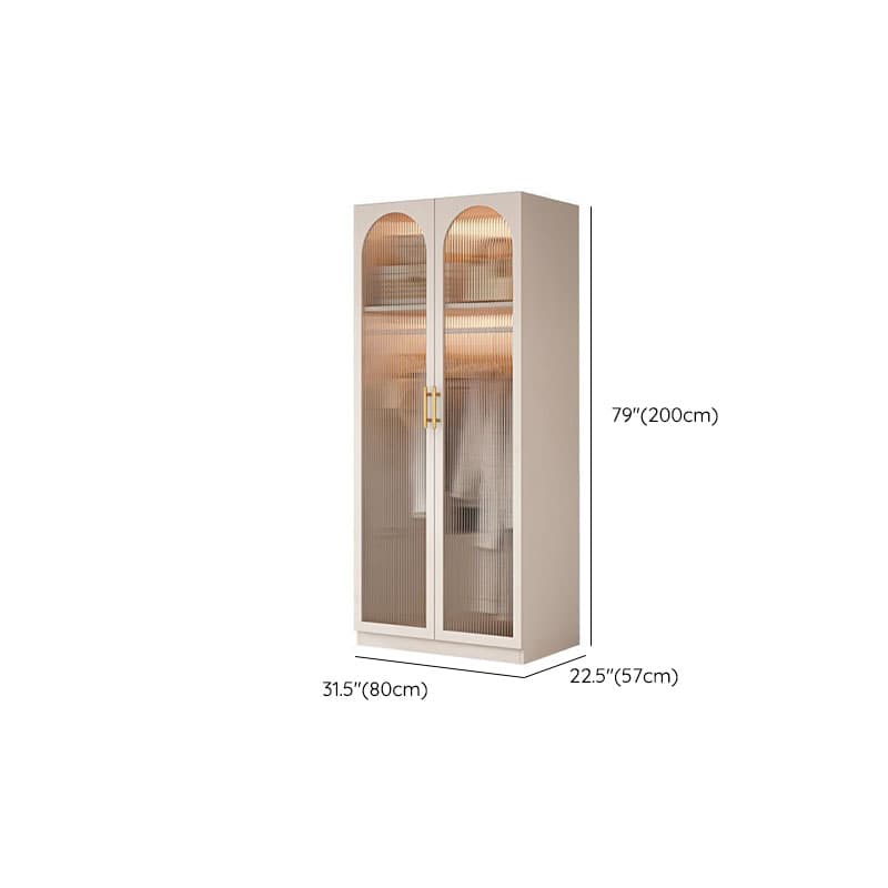 Simple Beige Engineered Wood Freestanding Armoire Cabinet with Soft Close Door, Clothing Rod & Interior Shelves - image 10