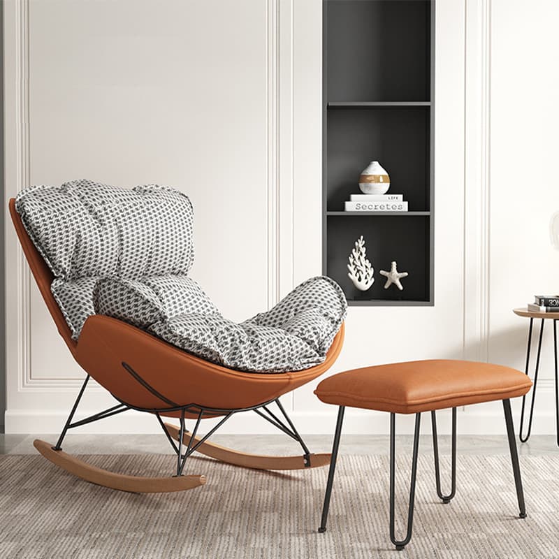 Modern Upholstered Rocking Chair - Natural Wood Legs - Stylish Home Decor - image 5